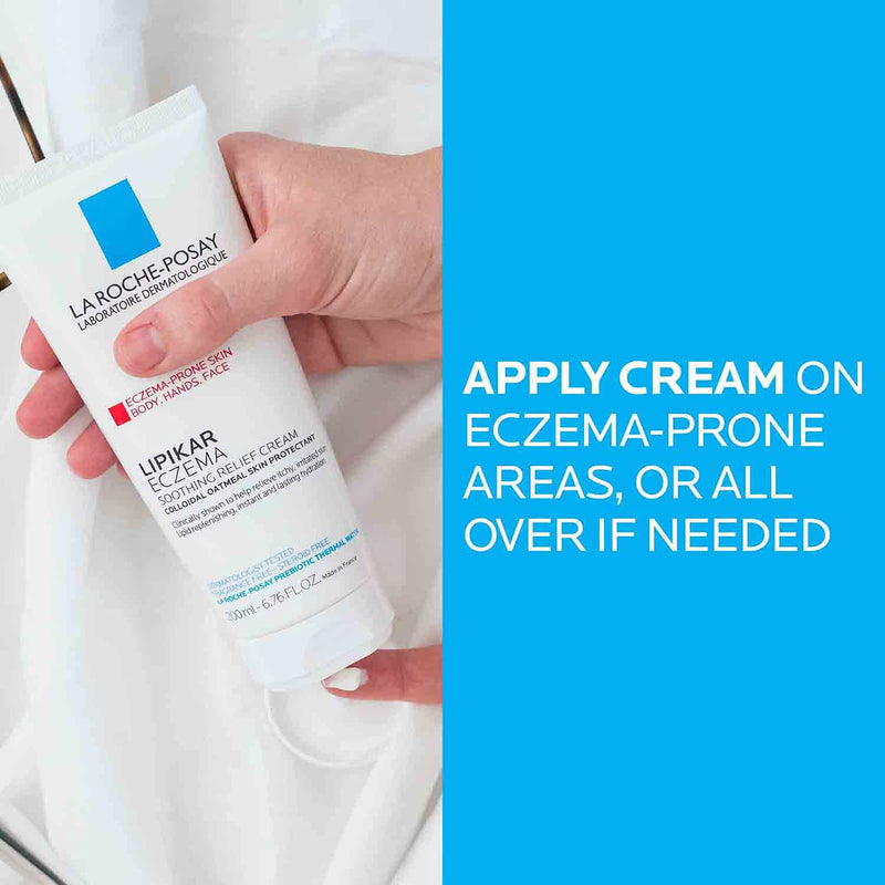 La Roche-Posay Lipikar Soothing Relief Eczema Cream, Sensitive Skin 6.8oz | Face & body lotion for eczema, dry, sensitive skin with colloidal oatmeal. Soothes and relieves irritation. 6.8 Fl Oz (Pack of 1)