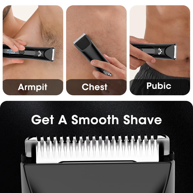 [Australia] - Manscape Body & Pubic Hair Trimmer for Men, Groin & Ball Trimmer Men, Bikini Trimmer Women, Body Groomer Ball Shaver for Smooth Wet/Dry Shaving, Led Light 