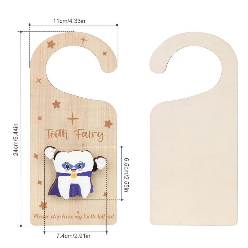 [Australia] - Tooth Door Hanger with Money Holder, Wooden Tooth Door Holder Tooth Keepsake Box Cute 3D Lost Teeth Pickup Box for Kids Room Decor Encourage Gift(Dark Blue) 