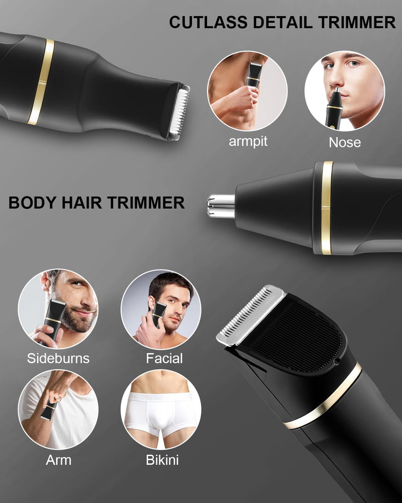 [Australia] - Intimate razor for men, 3 in 1 nose hair trimmer and razor for men, electric, wet and dry use, trimmer for men's intimate area for chest, legs, armpit, groin, nose with standing charging station, IPX7 black 