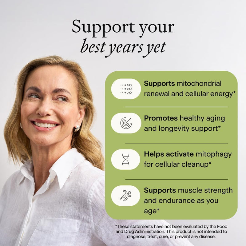 Urolithin A Supplement with NAD+, High Potency Longevity Formula, Mitochondrial Support for Healthy Aging, Energy & Muscle Strength, 120 Capsules - 2 Month Supply