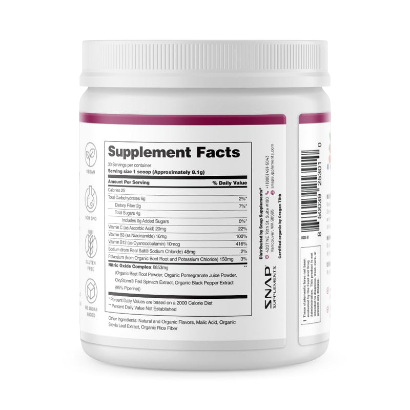 [Australia] - Snap Supplements USDA Organic Beet Root Powder, 3-in-1 Nitric Oxide Supplement, Support Healthy Blood Circulation, 250g (Mixed Berry) Original Berry 