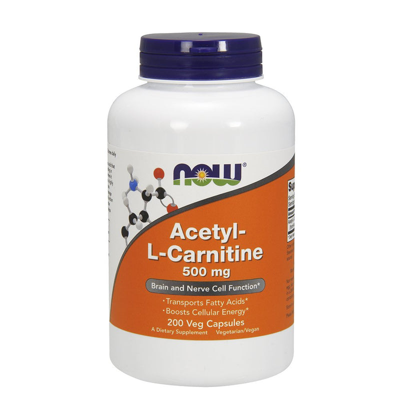 NOW Foods Acetyl L-Carnitine 500mg, 200 Vcaps, Pack of 2 200 Count (Pack of 2)