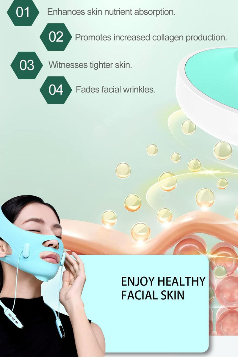 Face Belts with Adjustable Straps,Double Chin Reducer and Face Lift Device with 4 Modes and 5 Gear Adjustable Intensities - Intelligent Double Chin Machine for V-face