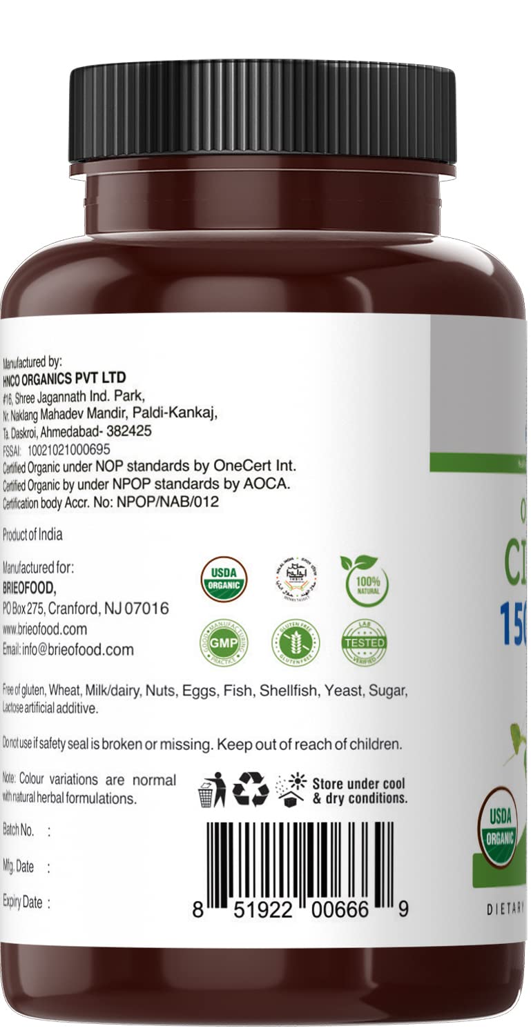 [Australia] - Brieofood Organic Cissus Quadrangularis 1500mg, 45 Servings, Vegetarian, Gluten Free, 90 Vegetarian Tablets 