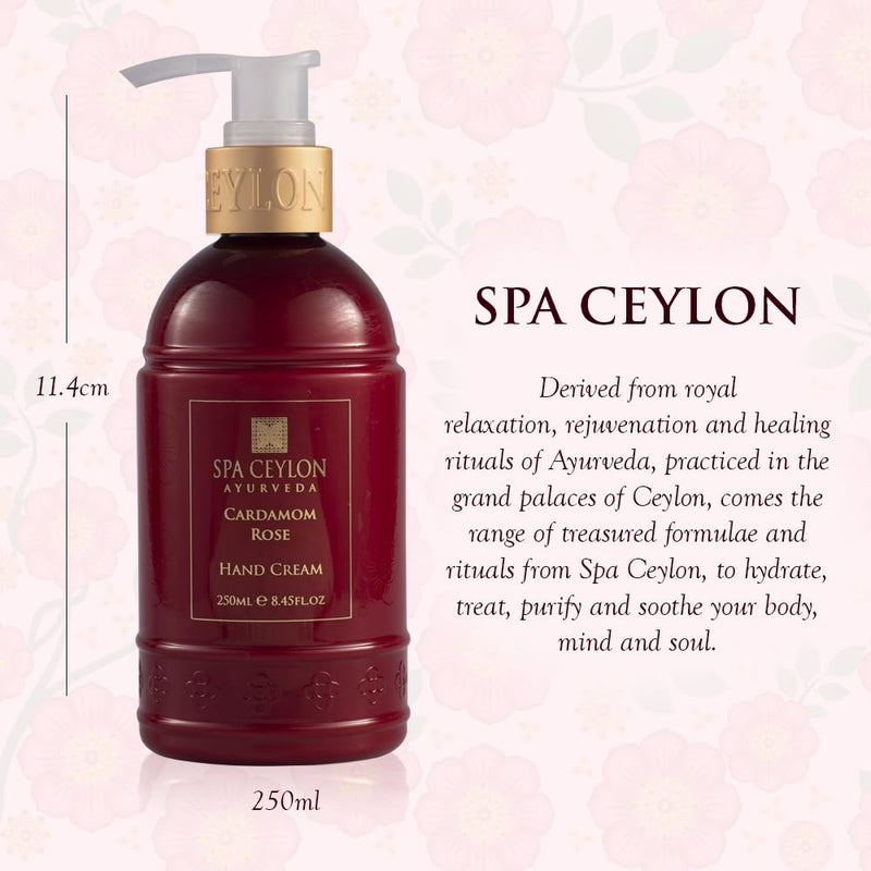 SPA CEYLON Cardamom Rose Hand Cream | Nourishing Hand Moisturizer with Mango Butter, Kokum Butter & Rice Bran | Uplifting Natural Hand Care for All Skin Types