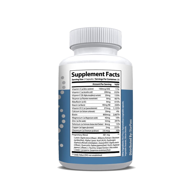 #1 Complete Research Vision Formula Advanced Eye Health Vitamin & Mineral Supplements for Adults w/Bilberry, Lutein, Zeaxanthin, Lycopene, Resveratrol | Supports Eye Strain, Dry Eyes 60 Capsules