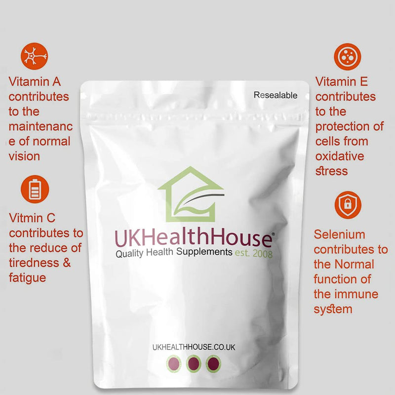 UKHealthHouse Premium - Selenium 220mcg ACE Tablet Vitamin A+C+E Immune Health Skin Hair Nails (180) 180 count (Pack of 1)