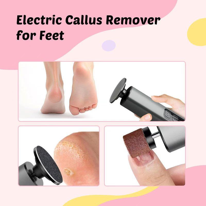 [Australia] - Electric Foot Callus Remover - 9-Speed with Glass Crystal Grinding Disc & Storage Box, 80/120 Grit Sandpapers (20pcs), 10 Nail Heads, Type-C Fast Charge for Dead Skin PurpleÔºàprofessional EditionÔºâ 
