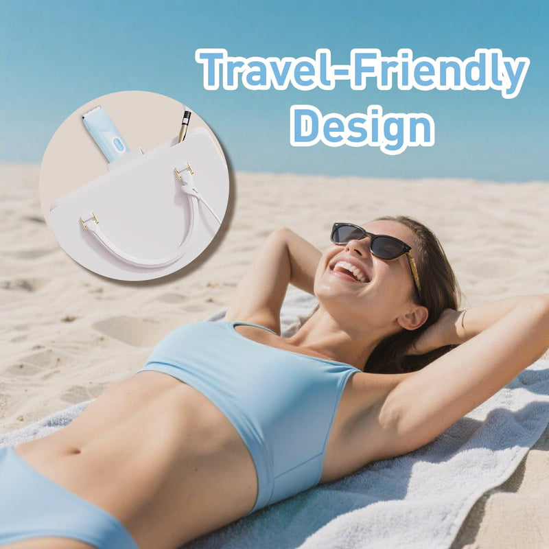 [Australia] - Dual Head Bikini Trimmer for Women -2-in-1 Electric Razors with Painless Ceramic Blades,IPX7 Waterproof,USB-C Rechargeable Electric Shaver for Pubic,Underarm & Body Blue 