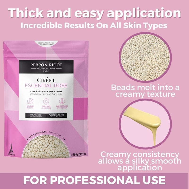 [Australia] - Cirepil - Escential Rose - 800g / 28.22 oz Wax Beads Bag - Light Rose Scent - All-Purpose, Creamy Texture - Perfect for Bikini Waxing 28.22 Ounce (Pack of 1) 