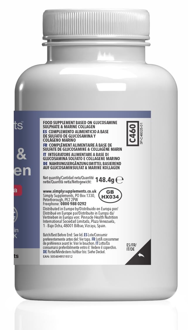Glucosamine & Marine Collagen | Dual-Action Formula | 240 Fast Absorption Tablets = Up to 8 Months’ Supply | Marine Sourced | Made in The UK in Accordance with GMP Standards Unflavoured 120 count (Pack of 2)