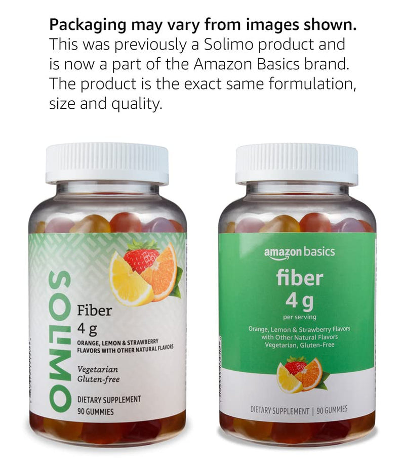 Amazon Basics Soft Fiber Gummies for Digestive Health and Regularity, Orange, Lemon & Strawberry Flavors, 90 Count, Pack of 1 (Previously Solimo) Orange & Lemon & Strawberry 90 Count (Pack of 1)