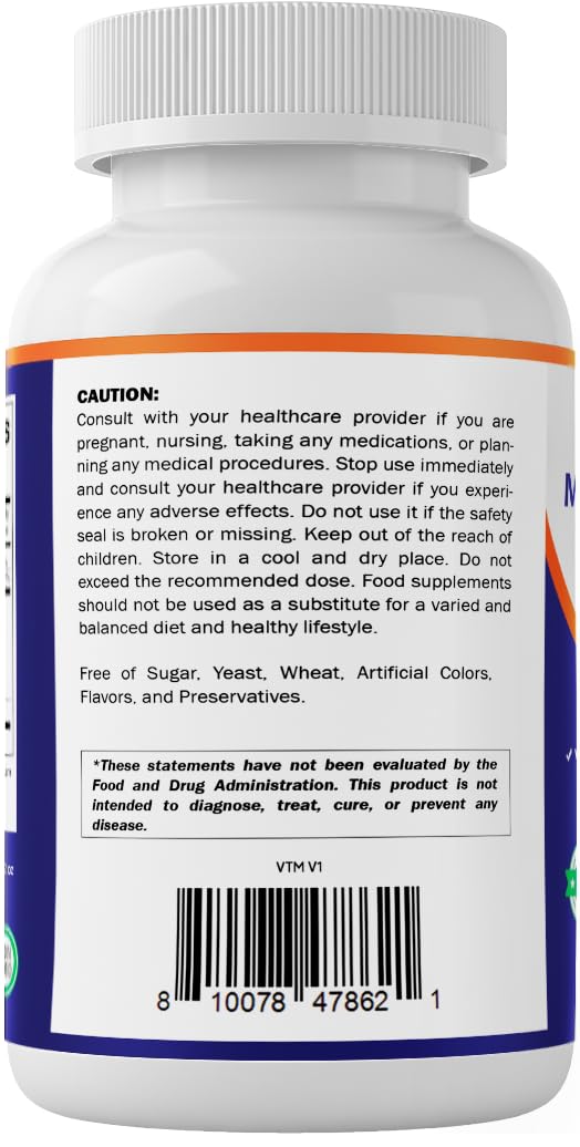 Vitamatic Multi Collagen Peptides Complex with Hyaluronic Acid, Vitamin C & Biotin, Types I, II, III, V & X Collagen, 240 Capsules, Non-GMO, Made in USA