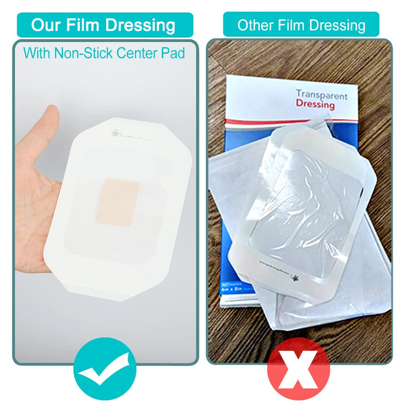 [Australia] - Chemo Port Shower Cover | Chest Catheter PICC Line Waterproof Transparent Film Island Dressing with Non Stick Pad | Wound Cover Bandage | PD Dialysis Tube Protector Frame Style | 4"x4.75" (Pack of 10) 10Pcs 