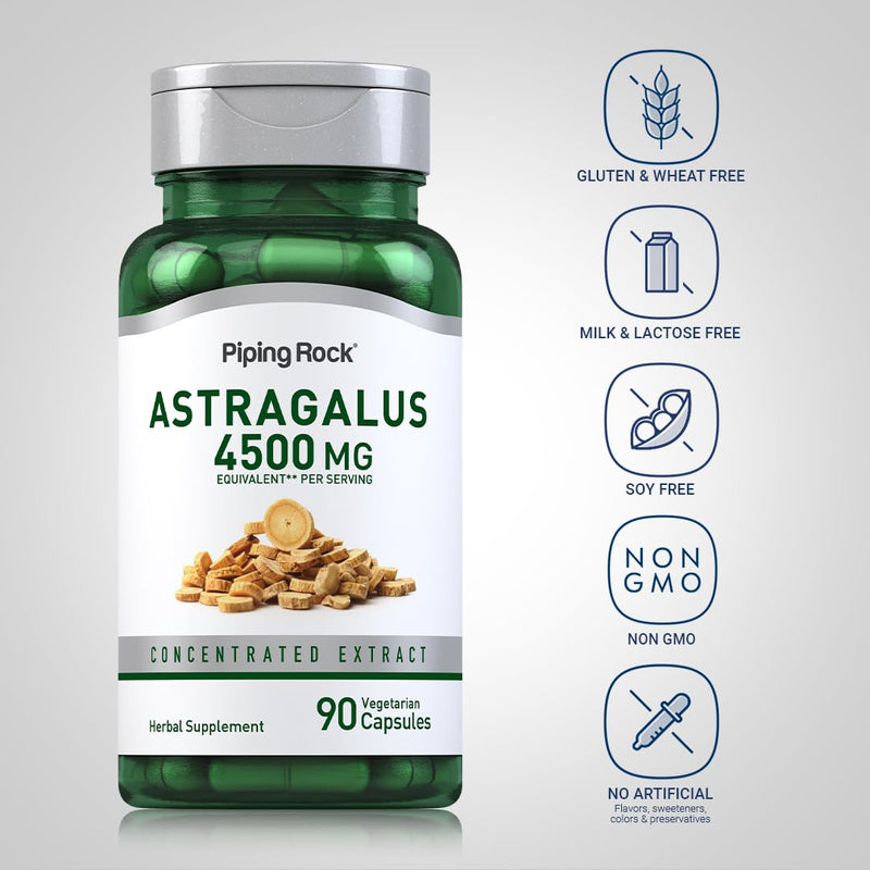 [Australia] - Piping Rock Astragalus Root Extract Capsules | 4500mg | 90 Count | Vegetarian, Non-GMO, Gluten Free Supplement 