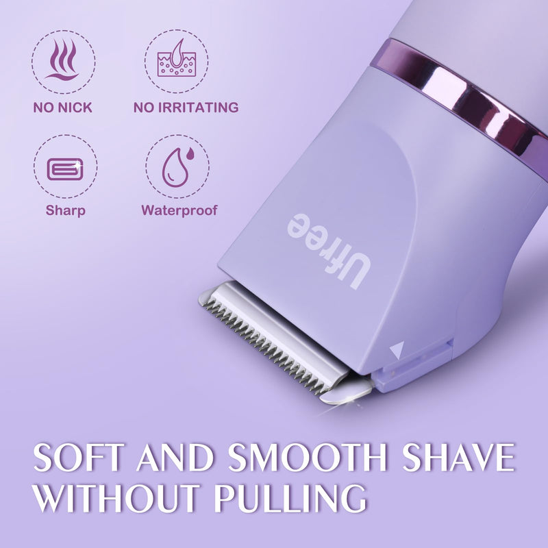 [Australia] - Ufree Bikini Trimmer Electric Razors for Women, Rechargeable Pubic Body Hair Trimmer Electric Shaver for Legs Body Hair, Bikini Shaver IPX7 Waterproof, Gifts for Women, Purple 