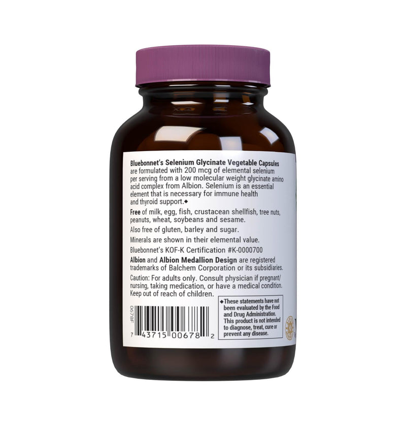 [Australia] - Bluebonnet Nutrition Albion Selenium Glycinate, Immune Health*, Thyroid Health*, Soy-Free, Gluten-Free, Non-GMO, Kosher Certified, Dairy-Free, Vegan, 90 Vegetable Capsules, 90 Servings 