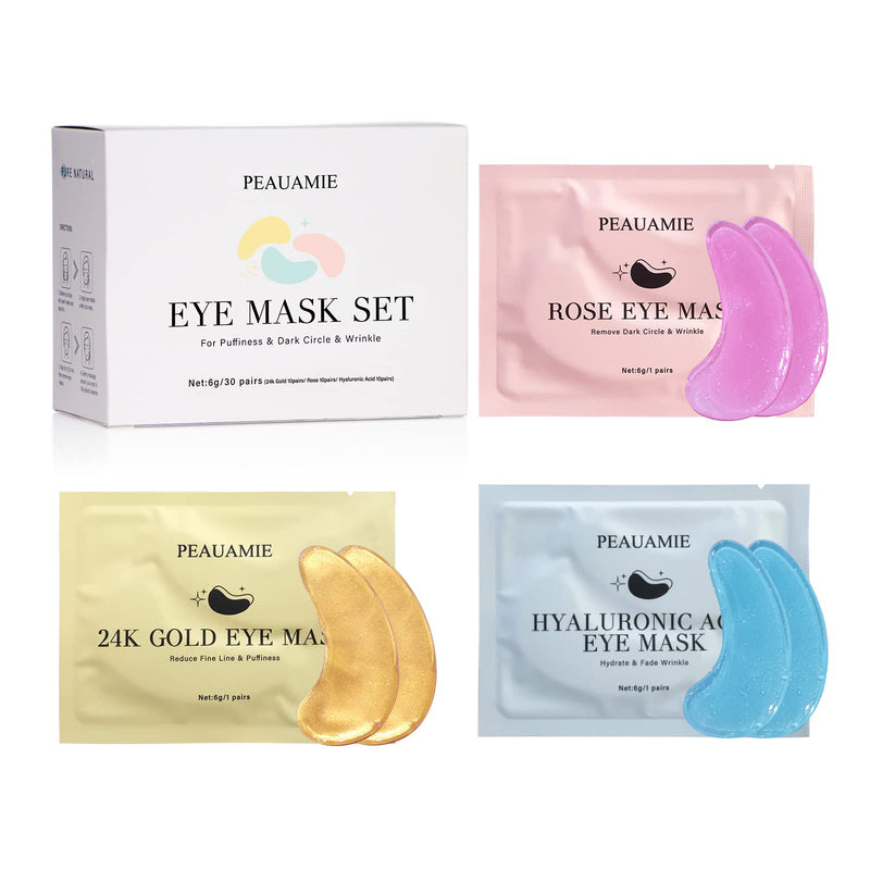 [Australia] - Under Eye Patches (30 Pairs) Gold Eye Mask and Hyaluronic Acid Eye Patches for puffy eyes,Rose Eye Masks for Dark Circles and Puffiness under eye skin care Smooth Wrinkles products 