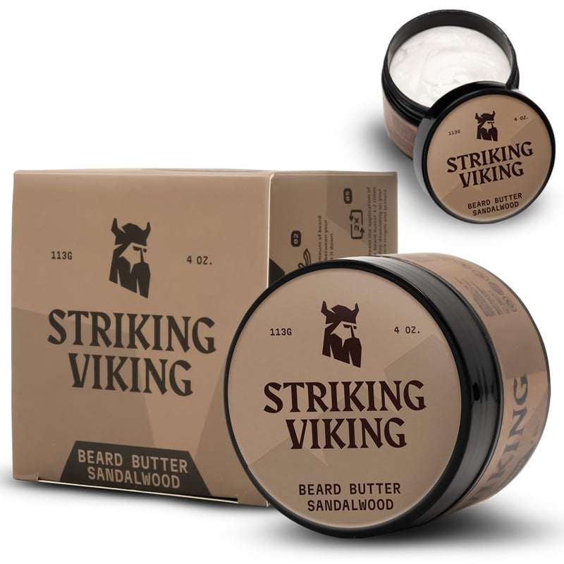 [Australia] - Striking Viking Beard Butter - Non-Greasy Beard Butter for Men with Natural Ingredients 4oz - Keep your beard hydrated & refreshing with Beard Cream (Sandalwood) Sandalwood 