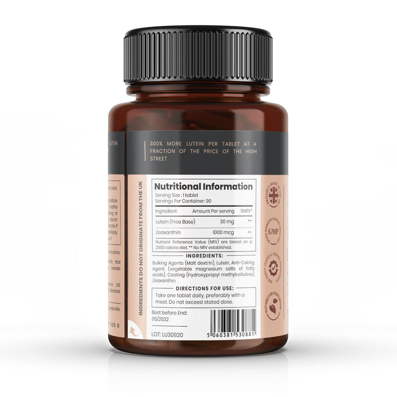 [Australia] - Pureclinica Triple Strength Lutein 30 mg x 180 Tablets with 1000 mcg Zeaxanthin (90 Count (Pack of 2)) 90 Count (Pack of 2) 