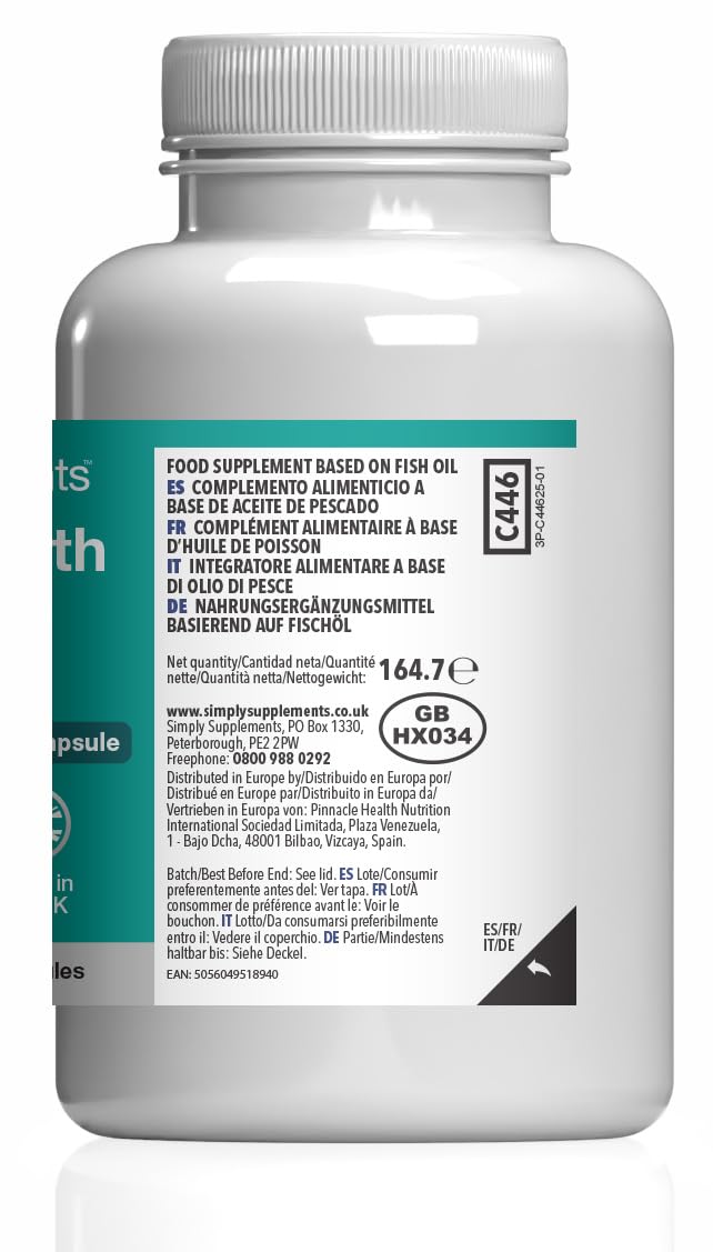 Triple Strength Omega 3 1,000mg | Supports Heart, Brain & Eye Health | Rich in Omega 3 Fatty Acids | 660mg of EPA and 440mg of DHA per Serving | 120 Capsules = 2 Months’ Supply | Made in UK 120 count (Pack of 1)
