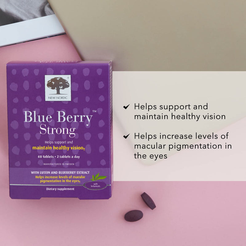 NEW NORDIC Blue Berry Eye Vitamin Lutein Supplement | Macular Pigmentation, Eye, Vision and Screen Time Support | Marigold & Wild Blueberry | 60 Tablets (Pack of 1) 60 Count (Pack of 1)