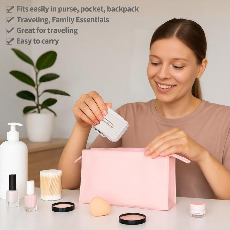 Daviky Portable Pill Organizer, Compact Travel Pill Box with Compartments | Divided compartments keep pills and vitamins organized, with a compact design for travel, work and everyday use White