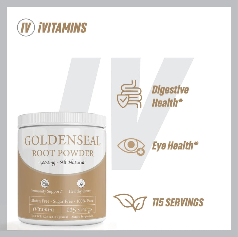 [Australia] - Goldenseal Powder - Goldenseal - Echinacea Goldenseal - Goldenseal Root - Goldenseal Root Powder - Goldenseal Powder for Sinuses - 1,000mg per Serving - 115 Servings 
