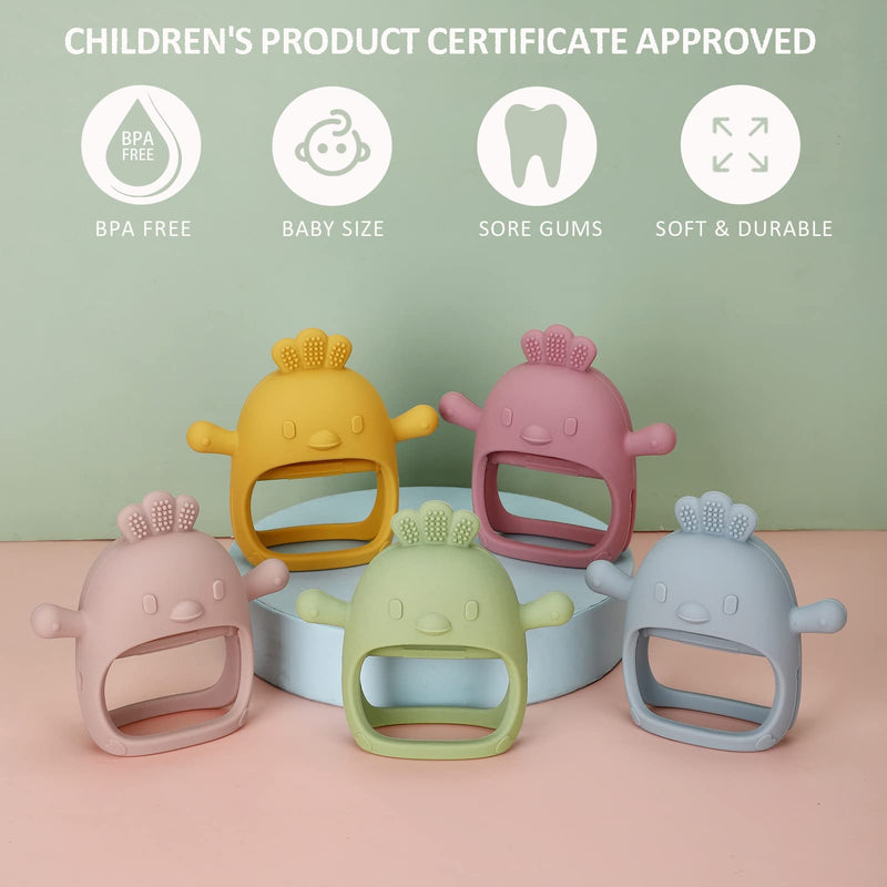 [Australia] - Socub Silicone Baby Teether Toy for Infants 3+ Months, BPA Free Anti-Drop Silicone Mitten Teething Toy for Soothing Sore Gums, Baby Chew Toys for Sucking Needs, Dusty Blue 