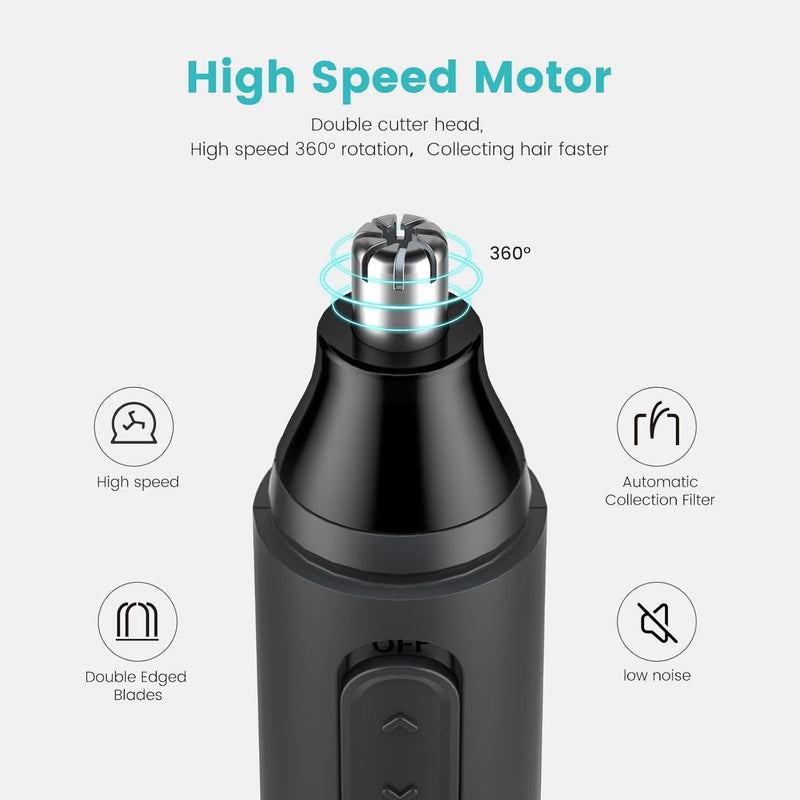 [Australia] - Ear and Nose Hair Trimmer for Men, 4 in 1 USB Rechargeable Professional Eyebrow and Facial Hair Trimmer with Waterproof Head Double-Edge Stainless Steel Blade 