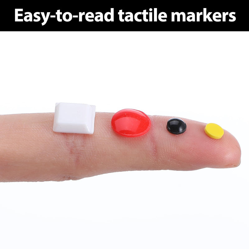 165 Pcs Bump Dots for Visually Impaired, Braille Stickers(Red,Black,White,Yellow), Low Vision Aids Tactile Stickers for Elderly, Blind, Low Vision,Obvious Touch and Easy to Distinguish