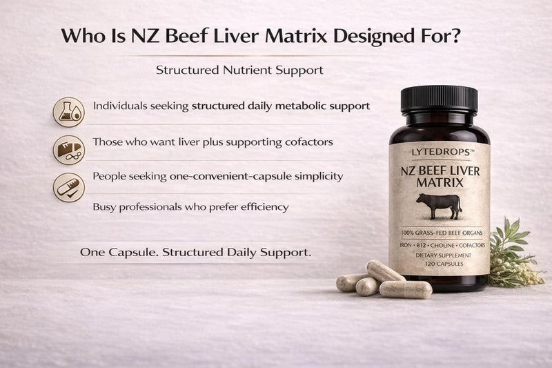 NZ Beef Liver Matrix – Grass Fed Beef Liver Capsules - 1 Capsule Dose (not 4-6) Includes Bio Available B12, and Amplified Ingredients 1 count (Pack of 120)