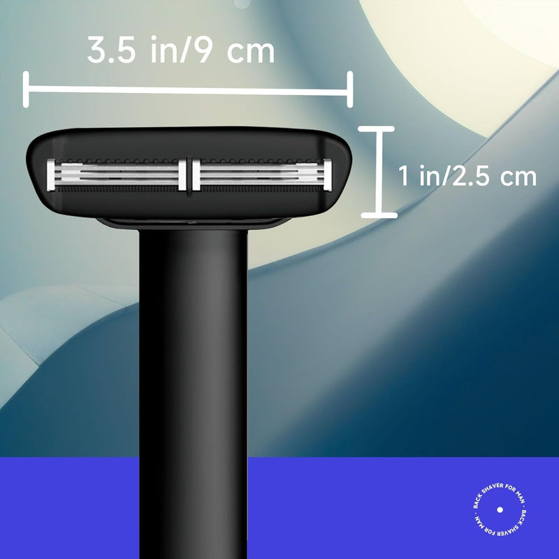 [Australia] - FLOVES men's back razor - 3 magnetic replacement razors, razor with 3-layer blades and swiveling shaving head, 39.5cm long handle, body hair trimmer for men (gold) (silver) silver 
