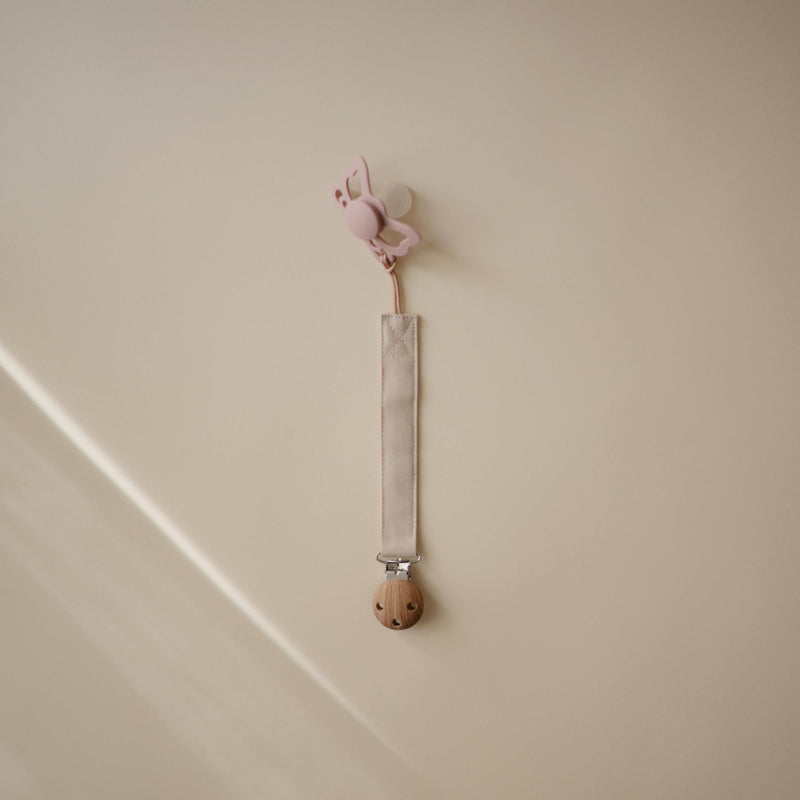 [Australia] - mushie Linen Baby Pacifier Clip Holder | Soft Fabric Strap, 2-Pack (Olive/Shifting Sand) Olive/Shifting Sand 
