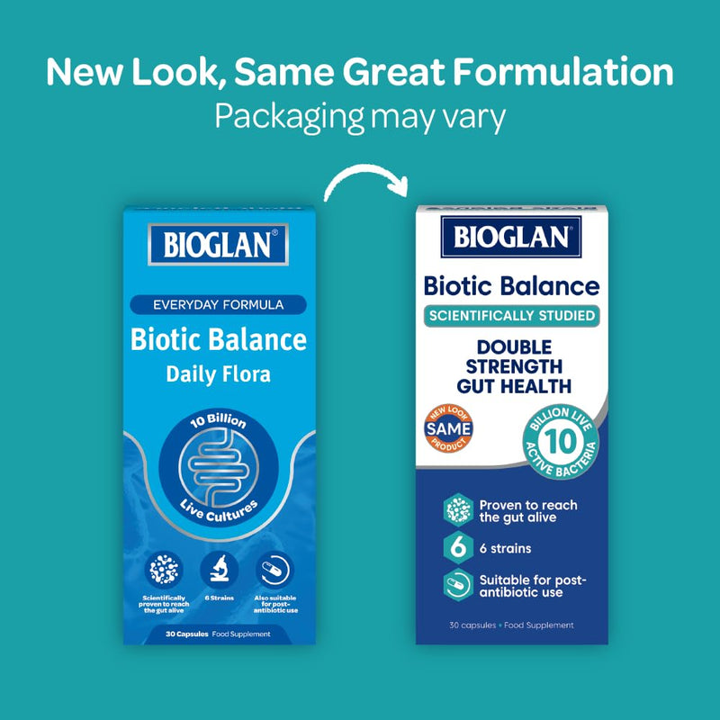 Bioglan Biotic Balance Daily Flora | 10 Billion | CFU | 6 Strains | Live Cultures | 30 Capsules 30 count (Pack of 1)