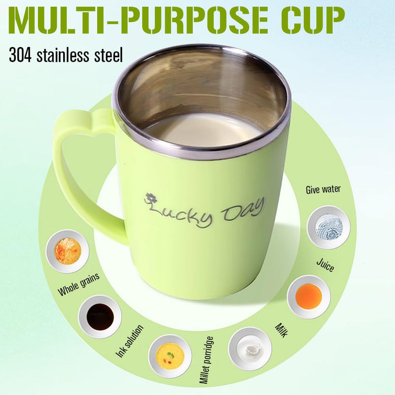 Adult Sippy Cups for The Elderly Non Spill, 3-in-1 Elderly Spill Proof Cups, 350ml Beakers for Elderly with Lid and 30cm Straw, Stainless Steel Dysphagia Cups with Handle for Elderly Patient Green