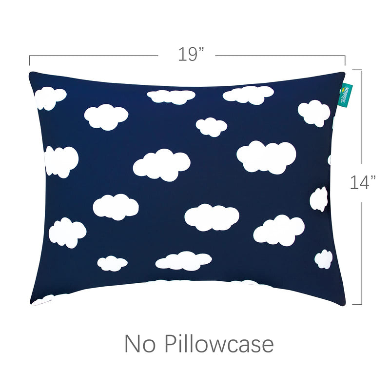 [Australia] - Toddler Pillow for Sleeping, Kid Pillow 14" x 19" for Small Travel Bed, Nap Pillow for Crib, Soft & Skin-Friendly Small Pillows for Sleeping, Toddler Use Only, Age 2 to 5 (Navy Cloud) 14 x 19 Inch Navy Cloud 1 