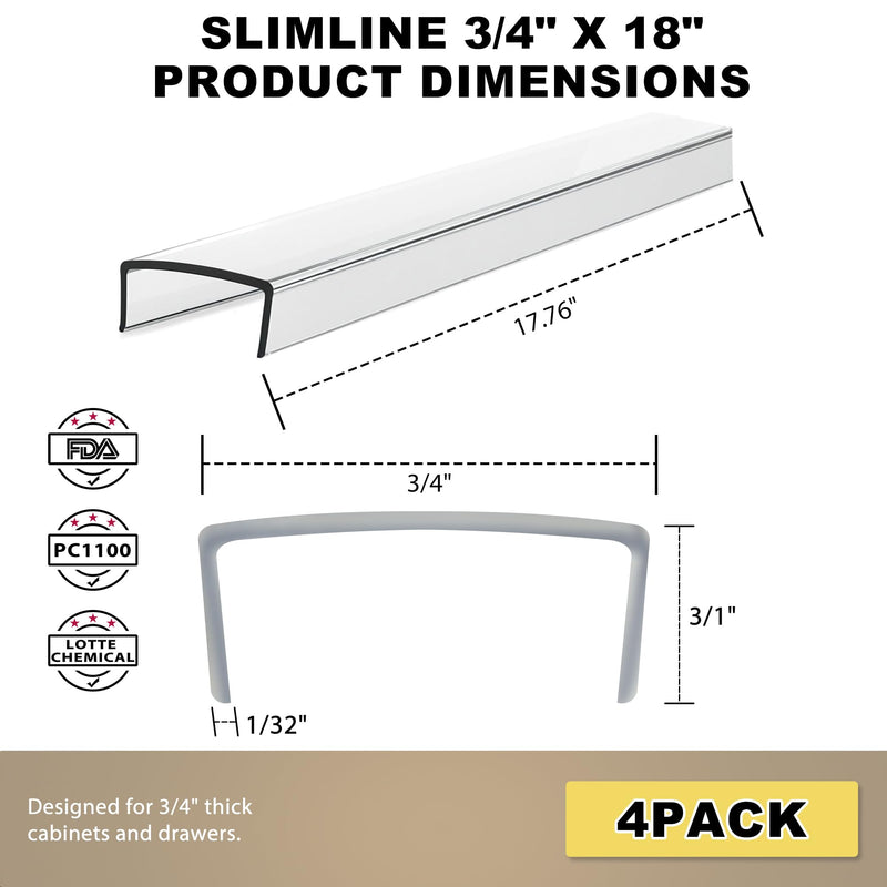 [Australia] - Cabinet Protectors for Kitchen Cabinets, Cabinet Door Protector Trash Drawer Protector Edge Guard, Plastic Slip on Protectors for Cabinets‚Äì 3/4" Thick, 18" Length 18" Length x 3/4" Thickness 4 