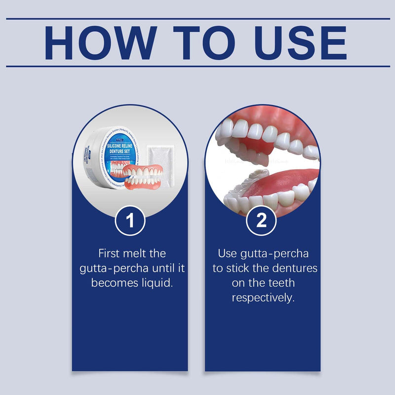 [Australia] - Clip-on dentures, denture silicone reline kit, silicone reline denture set, denture set, silicone teeth, soft silicone reline denture set, for upper and lower jaw prostheses 