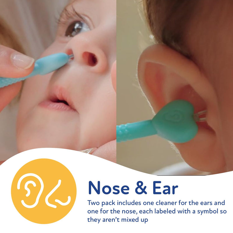 [Australia] - Dr. Talbot's Safe Ear Wax Removal Tool and Nose Cleaner for Baby with Travel Case, 2-Pack, Boy Blue and Green 