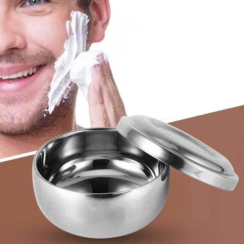[Australia] - Bowl for storing shaving soap with lid for beard brush, bowl made of stainless steel shave shaving cup 