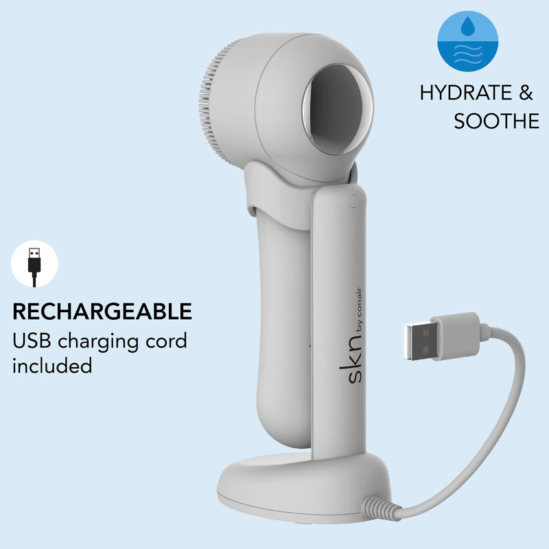 [Australia] - skn by conair Cryotherapy Advanced Facial Cleansing Brush, Featuring Ultra-Hygienic Silicone Brush Head and Cool Plate to Help Soothe Inflammation and Reduce Puffiness 