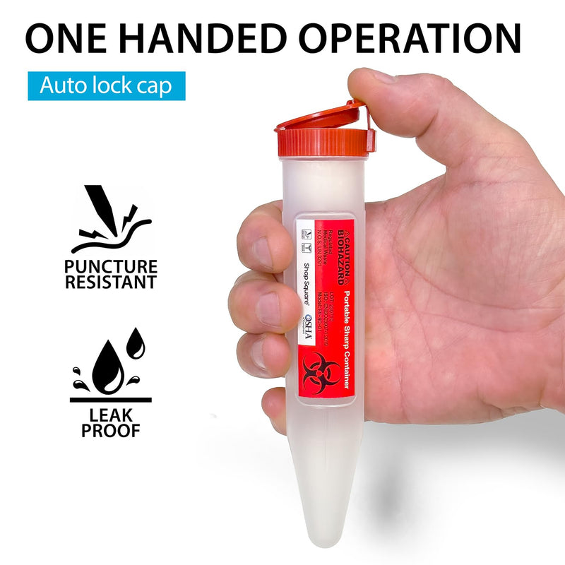 [Australia] - Small Sharps Containers, Travel Sharps Container, Transportable Sharps Container with Locking Mechanism, Professional Grade Mini Sharps Container - 6 Count 6 Pack 