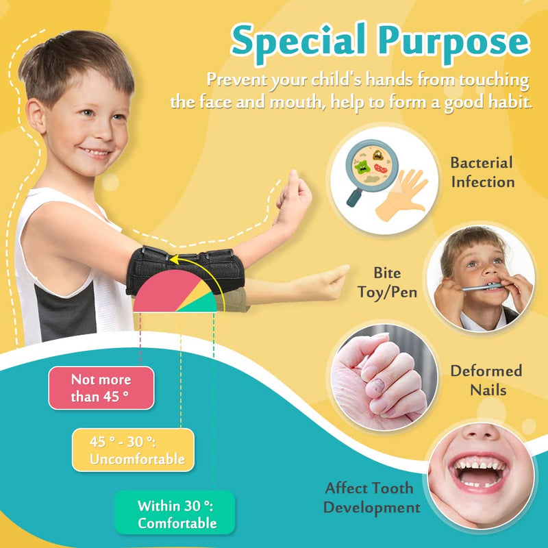 Pediatric Elbow Brace Splint Child Kids Arm Immobilizer Cubital Tunnel Syndrome Ulnar Nerve Entrapment Toddler Anti Thumb Stop Finger Sucking Arm Restraint Brace (2 PCS)