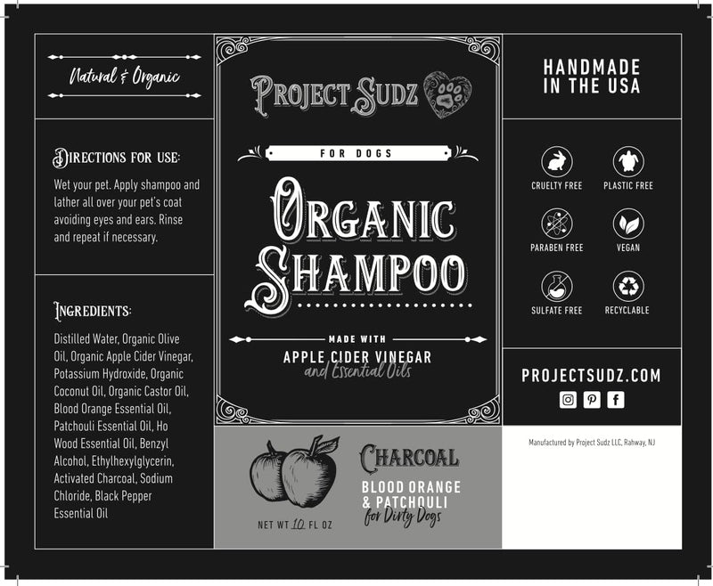 Activated Charcoal Liquid Shampoo for Dogs | Blood Orange Patchuili | Odor Eliminating | Deep Cleaning Shampoo - PawsPlanet Australia