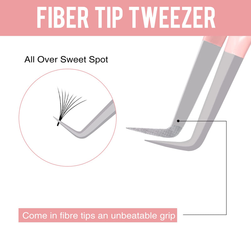 Fiber Tip Lash Tweezers for Eyelash Extensions, Professional 90 Degree Tweezers for Lash Extension Suppliers, Best Pink Tweezers Precision Tool Set(90 Degree) 90 Degree Tweezer