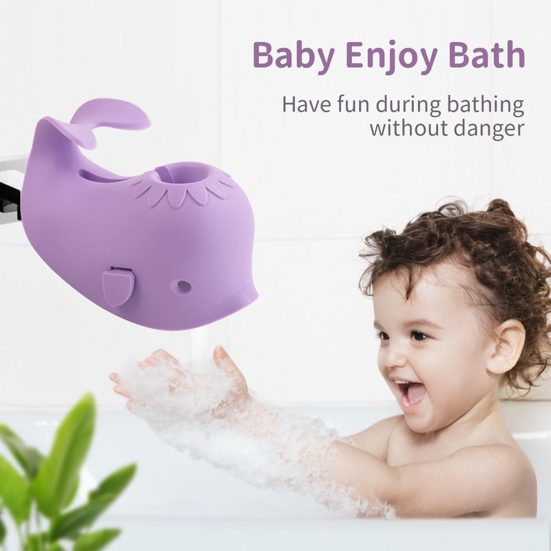 [Australia] - Bathtub Faucet Cover for Baby Bath Spout Cover, Kids Shower Head Protector Bathtub Spout Guard Toddlers Protection Accessories(Whale-Purple) Purple Whale 