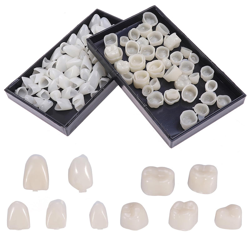 [Australia] - Temporary Fake Tooth Cap Crown Veneers, 120 Pieces Front Back Anterior and Molar Posterior Teeth with Tooth Repair Thermal Beads Cap Filler for Teaching or DIY 