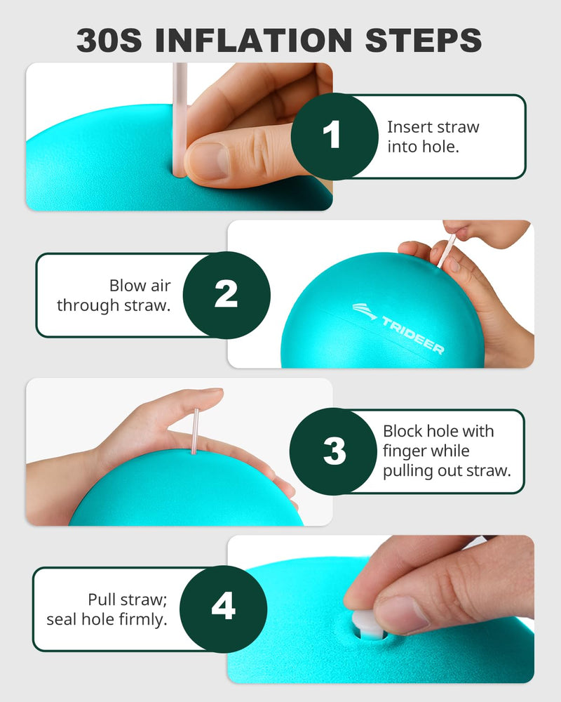 [Australia] - Trideer Pilates Ball 9 Inch, Small Exercise Ball with Exercise Guide for Yoga, Core Training, Physical Therapy, Balance, Stability, Stretching ‚ÄéTurkis 